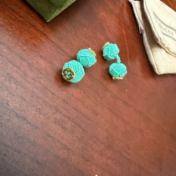 Brand new with box Gucci Green interlocking rope Knot cuff links main image 5